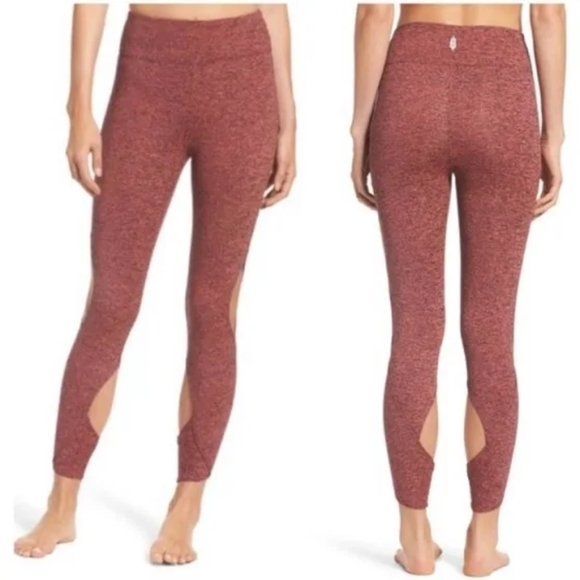 Free People Movement Halo Leggings Coral Size Medium Cutout Details Highrise - Picture 7 of 8